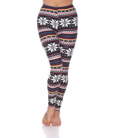 Women's Winter Snowflake Printed Leggings - Regular & Plus Size Black $12.31 Leggings