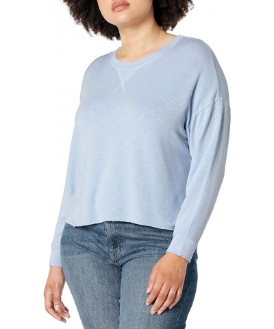 Women's Long Sleeve Crewneck Pullover Sweater Clear Sky Blue $33.00 Sweaters