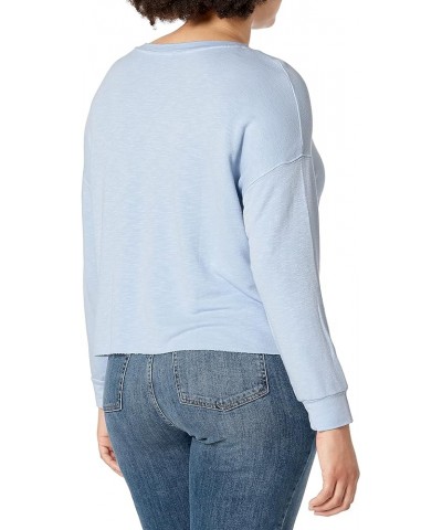 Women's Long Sleeve Crewneck Pullover Sweater Clear Sky Blue $33.00 Sweaters