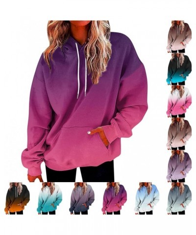 Women's Oversized Y2K Hoodies Pullover Tops Gradient Hooded Sweatshirts Fall Fashion Pocket Long Sleeve Blouse Outfits 02 Hot...