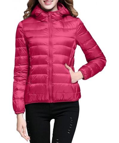 Packable Puffer Jacket for Women Lightweight Winter Short Duck Down Jackets Slim Fit Bubble Coat Zipper Down Jacket with Hood...