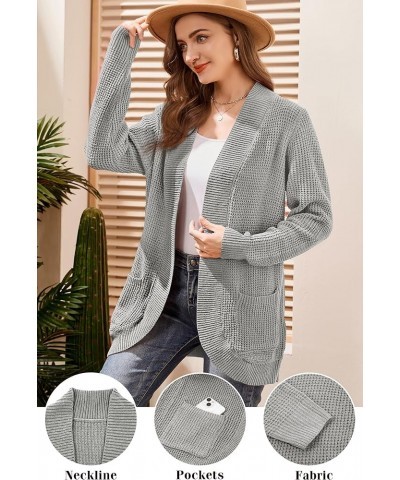 Womens Cardigan Sweaters Long Sleeve Open Front Cable Knit Loose Casual Soft Outwear Coat with Pockets Grey $10.33 Sweaters