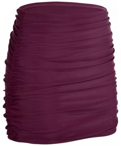 Women's Tummy Control Swim Skirt High Waisted Bathing Suit Skirt Bottoms Ruched Swimsuit Skort Burgundy $16.22 Swimsuits