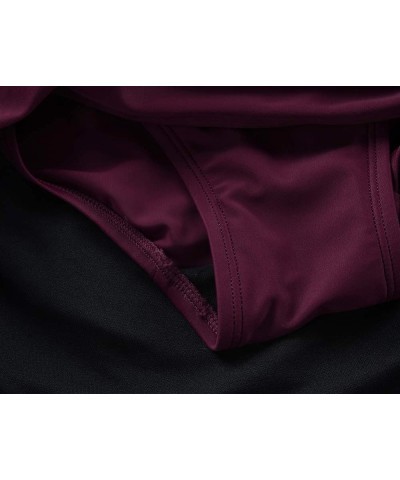 Women's Tummy Control Swim Skirt High Waisted Bathing Suit Skirt Bottoms Ruched Swimsuit Skort Burgundy $16.22 Swimsuits