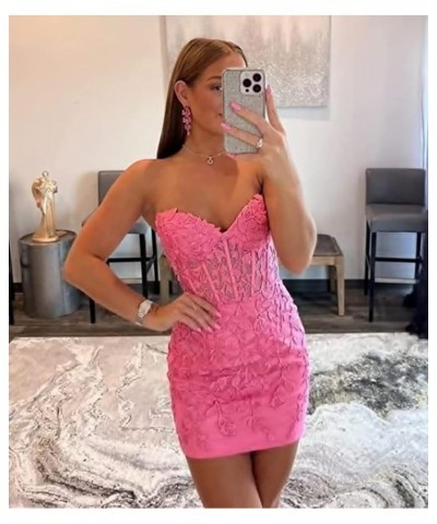 Homecoming Dresses 2023 Tight Lace Applique Floral Fitted Corset Short HOCO Dresses for Teens A-grape $26.20 Dresses