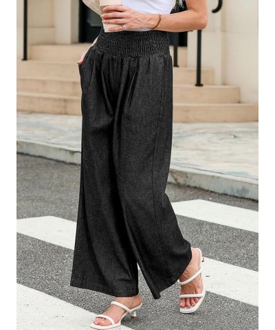 Women Wide Leg Jeans High Waisted Elastic Baggy Denim Palazzo Pants Black $17.84 Jeans