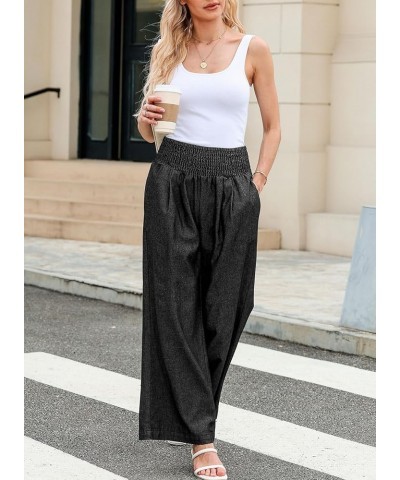 Women Wide Leg Jeans High Waisted Elastic Baggy Denim Palazzo Pants Black $17.84 Jeans