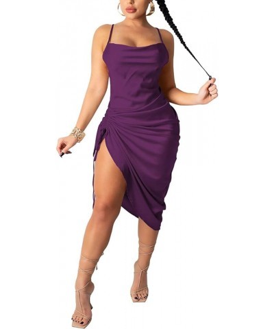 Bodycon Maxi Dress Sexy Tube Top Strapless Club Party Printed Casual Long Dress Purple $11.39 Dresses