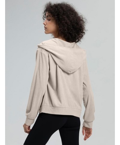 Women's Corduroy Hoodies Sweatshirt Fashion Zip Up Oversized Shacket Jacket with Pockets Light Khaki $16.80 Hoodies & Sweatsh...