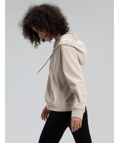 Women's Corduroy Hoodies Sweatshirt Fashion Zip Up Oversized Shacket Jacket with Pockets Light Khaki $16.80 Hoodies & Sweatsh...