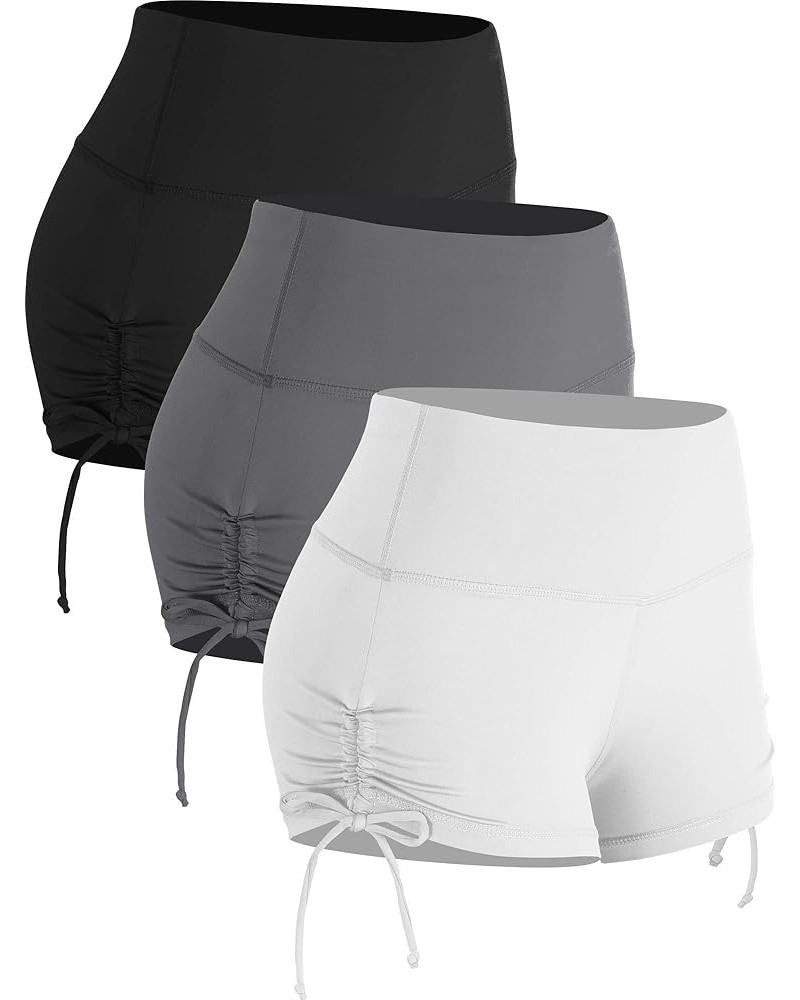 Athletic Booty Shorts for Women 3 Pack High Waisted Workout Pro Booty Shorts: Inseam 2",black,grey,white $17.30 Activewear