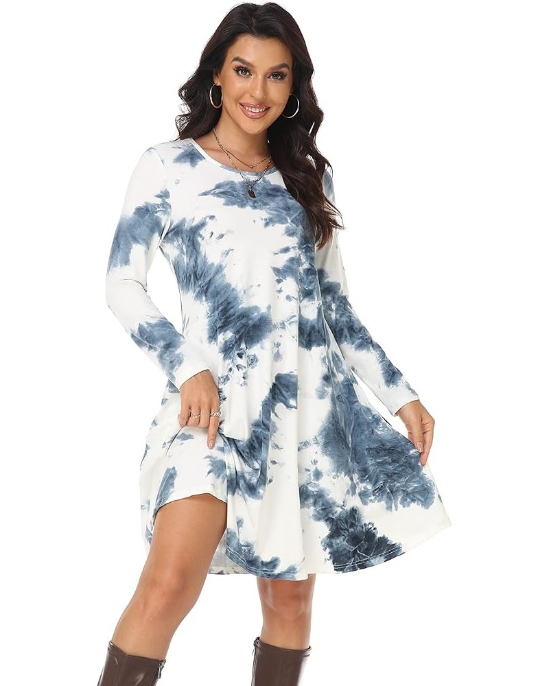 Women's Casual T Shirt Dresses Long Sleeve Loose Swing Dress with Pockets Tie-dyed $10.56 Dresses
