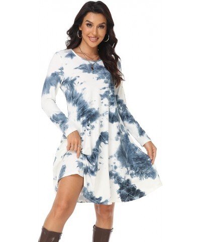 Women's Casual T Shirt Dresses Long Sleeve Loose Swing Dress with Pockets Tie-dyed $10.56 Dresses