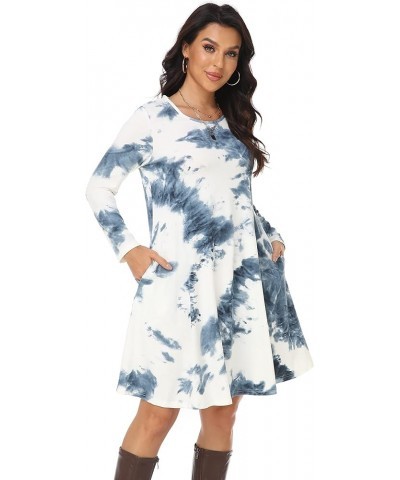 Women's Casual T Shirt Dresses Long Sleeve Loose Swing Dress with Pockets Tie-dyed $10.56 Dresses