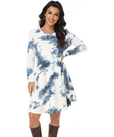 Women's Casual T Shirt Dresses Long Sleeve Loose Swing Dress with Pockets Tie-dyed $10.56 Dresses