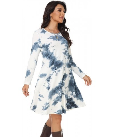 Women's Casual T Shirt Dresses Long Sleeve Loose Swing Dress with Pockets Tie-dyed $10.56 Dresses