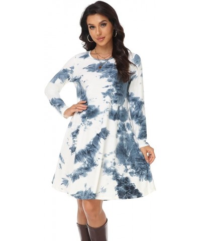 Women's Casual T Shirt Dresses Long Sleeve Loose Swing Dress with Pockets Tie-dyed $10.56 Dresses