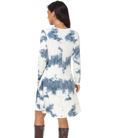 Women's Casual T Shirt Dresses Long Sleeve Loose Swing Dress with Pockets Tie-dyed $10.56 Dresses