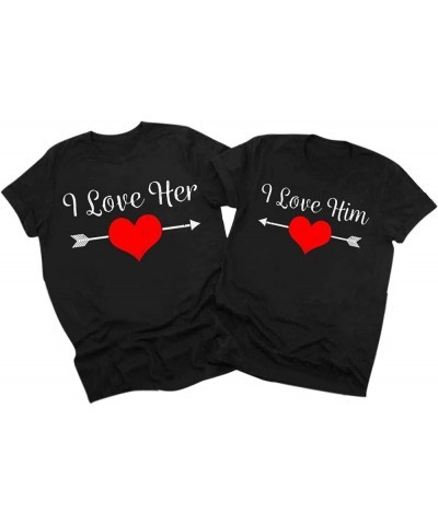 Couples Matching Shirts for Him and Her Novelty Short Sleeve Love Printed Clothes Tops Soft Comfy Valentine's Day T-Shirts Me...