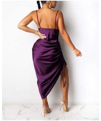 Bodycon Maxi Dress Sexy Tube Top Strapless Club Party Printed Casual Long Dress Purple $11.39 Dresses
