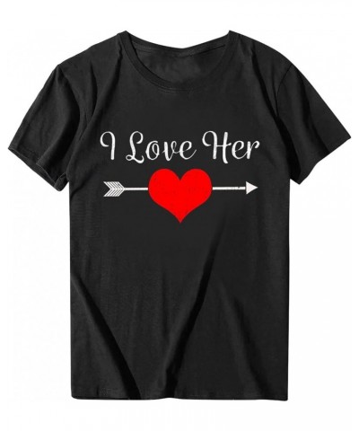 Couples Matching Shirts for Him and Her Novelty Short Sleeve Love Printed Clothes Tops Soft Comfy Valentine's Day T-Shirts Me...