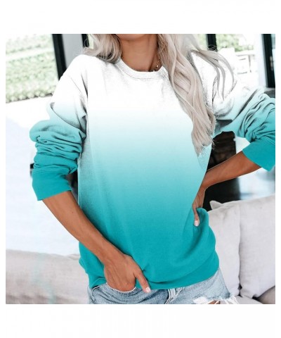 Gradient Color Sweatshirt for Women Long Sleeve Crew Neck Casual Loose Pullover Date Walking Loose Hoodie Tops D-mint Green $...