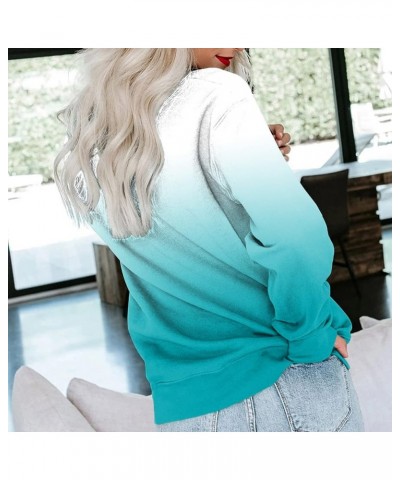 Gradient Color Sweatshirt for Women Long Sleeve Crew Neck Casual Loose Pullover Date Walking Loose Hoodie Tops D-mint Green $...