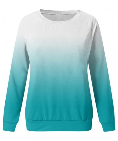 Gradient Color Sweatshirt for Women Long Sleeve Crew Neck Casual Loose Pullover Date Walking Loose Hoodie Tops D-mint Green $...