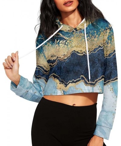 Girl's Casual Sweatshirts Long Sleeve Crop Top Hoodies for Women Classic Marble $15.29 Hoodies & Sweatshirts