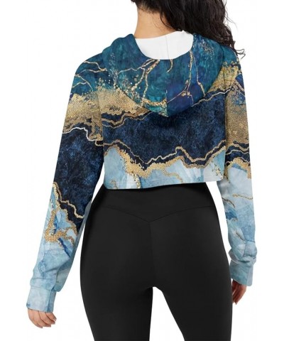 Girl's Casual Sweatshirts Long Sleeve Crop Top Hoodies for Women Classic Marble $15.29 Hoodies & Sweatshirts