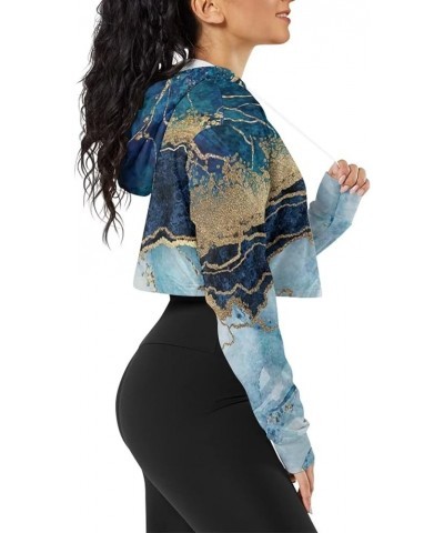 Girl's Casual Sweatshirts Long Sleeve Crop Top Hoodies for Women Classic Marble $15.29 Hoodies & Sweatshirts