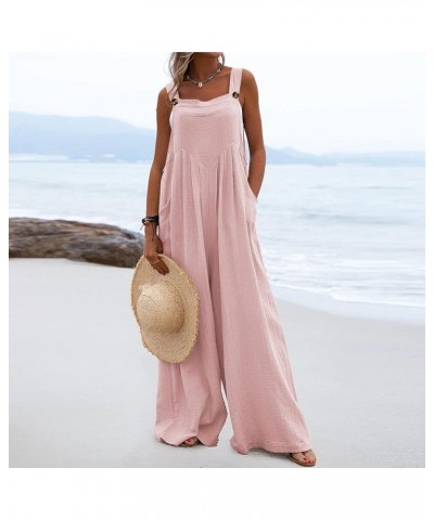 Rompers for Women Dressy, 2023 Summer Casual Wide Leg Jumpsuit Loose Fit Pants Pleated Lounge Overalls Outfits A-pink $14.25 ...