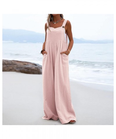 Rompers for Women Dressy, 2023 Summer Casual Wide Leg Jumpsuit Loose Fit Pants Pleated Lounge Overalls Outfits A-pink $14.25 ...