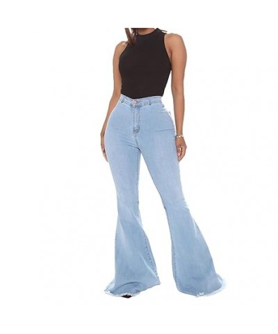 Bell Bottom Jeans for Women High Waisted Raw Hem Flared Jeans Stretch Slimming Wide Leg Flared Denim Pants (Medium,Blue) XX-L...