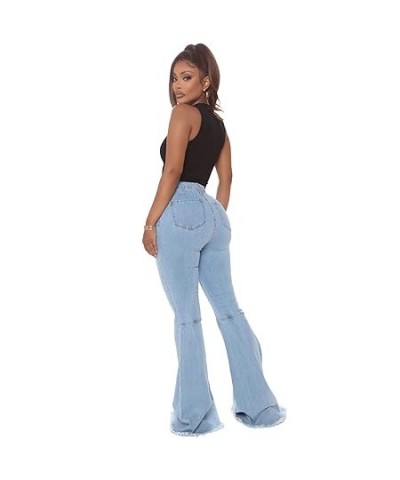 Bell Bottom Jeans for Women High Waisted Raw Hem Flared Jeans Stretch Slimming Wide Leg Flared Denim Pants (Medium,Blue) XX-L...