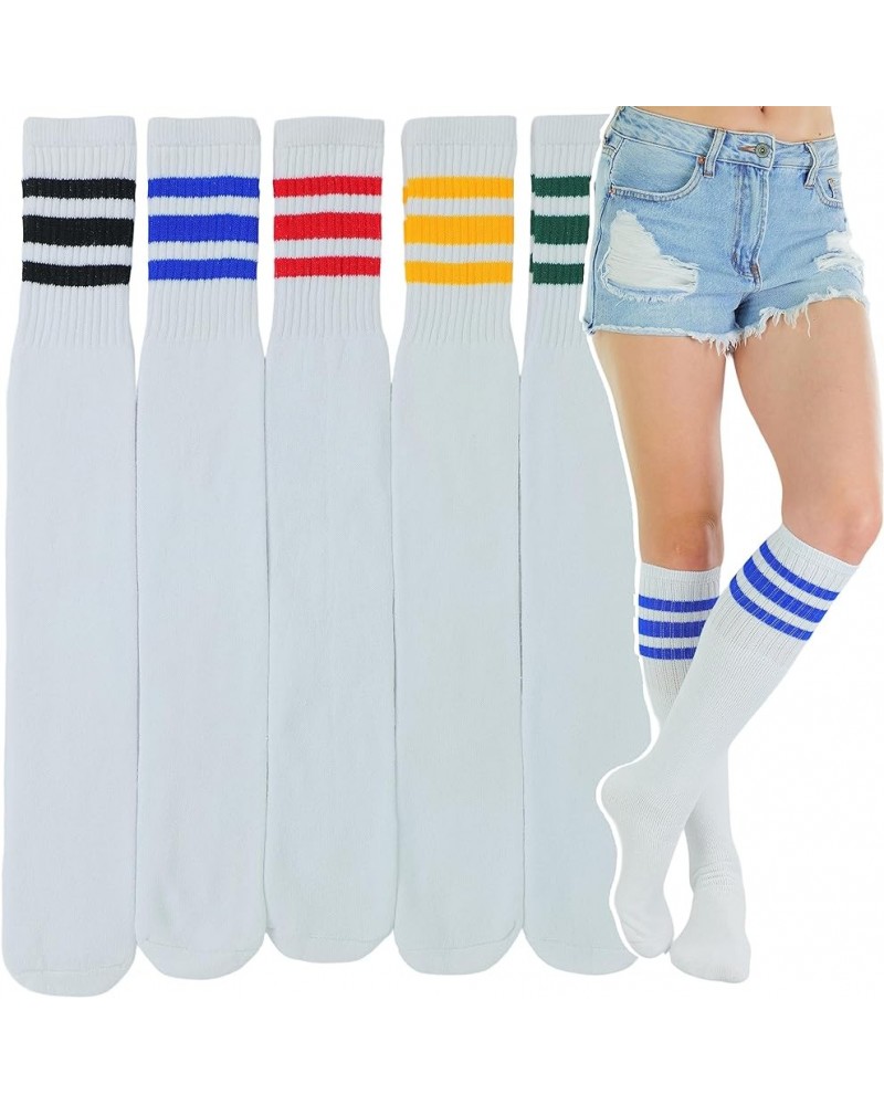 Unisex Knee High Cotton Tube Athletic Thick Socks w/Stripe Top 5 Pack: Assorted Colored Stripes $9.43 Activewear