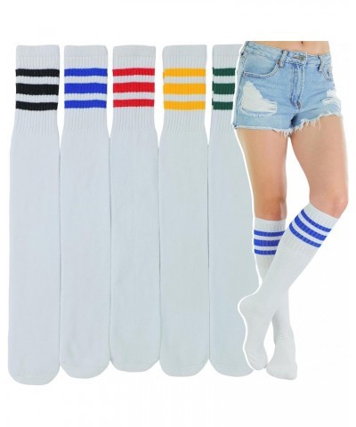 Unisex Knee High Cotton Tube Athletic Thick Socks w/Stripe Top 5 Pack: Assorted Colored Stripes $9.43 Activewear