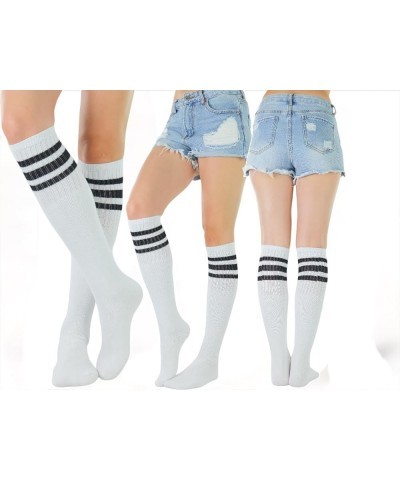 Unisex Knee High Cotton Tube Athletic Thick Socks w/Stripe Top 5 Pack: Assorted Colored Stripes $9.43 Activewear