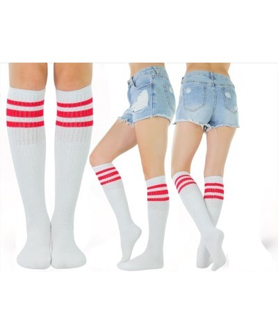 Unisex Knee High Cotton Tube Athletic Thick Socks w/Stripe Top 5 Pack: Assorted Colored Stripes $9.43 Activewear