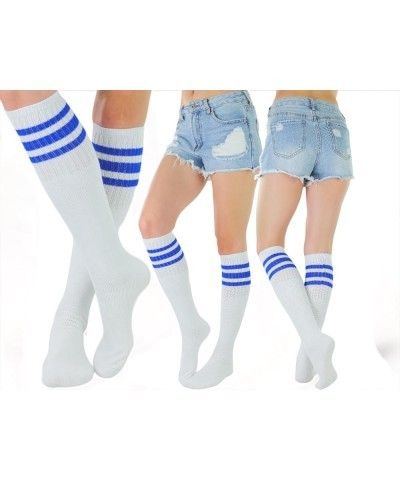 Unisex Knee High Cotton Tube Athletic Thick Socks w/Stripe Top 5 Pack: Assorted Colored Stripes $9.43 Activewear