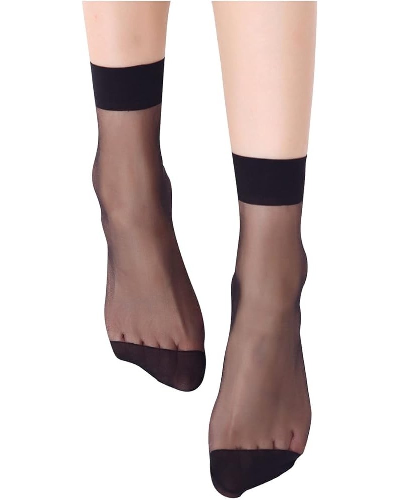 10 Pairs Women Nylon Elastic Short Ankle-Sheer Silk Short Socks Winter Insulated Socks, Cold Insulation Black $5.49 Activewear