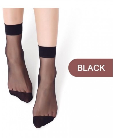 10 Pairs Women Nylon Elastic Short Ankle-Sheer Silk Short Socks Winter Insulated Socks, Cold Insulation Black $5.49 Activewear