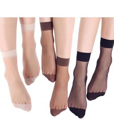 10 Pairs Women Nylon Elastic Short Ankle-Sheer Silk Short Socks Winter Insulated Socks, Cold Insulation Black $5.49 Activewear