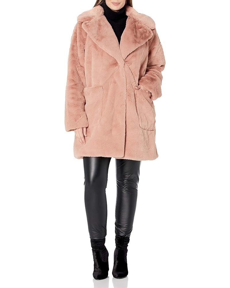 Women's Plus Size Solid Faux Fur Coat Blush $50.39 Coats