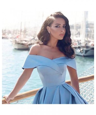 Women's Off The Shoulder Prom Dresses 2023 Long Satin Ball Gown Strapless Formal Evening Dresses with Slit Champagne $39.60 D...