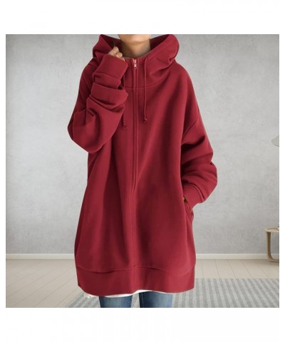 Women Hoodies Essential Lightweight Tops Blouse Elegant Casual Pullover Fall Pullover Tops with Pockets C-red $13.10 Activewear