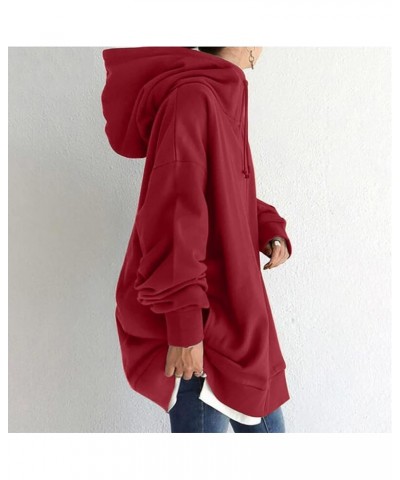 Women Hoodies Essential Lightweight Tops Blouse Elegant Casual Pullover Fall Pullover Tops with Pockets C-red $13.10 Activewear