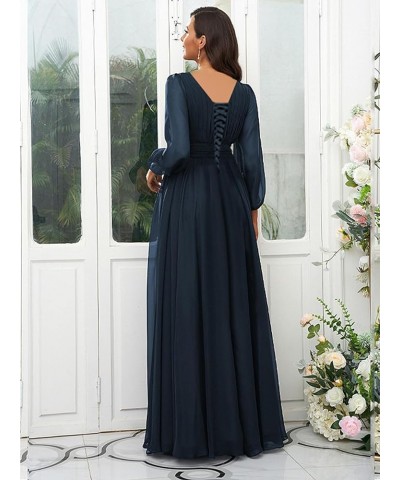 Long Sleeve Bridesmaid Dresses for Wedding Women Chiffon Long Corset Pleated Prom Formal Evening Dress Grey $26.65 Dresses