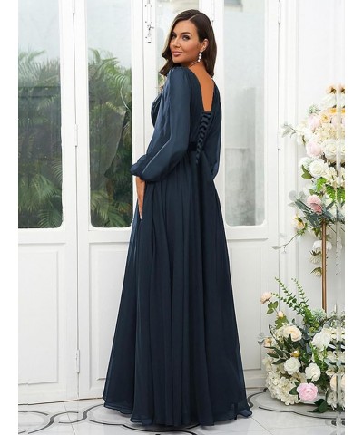 Long Sleeve Bridesmaid Dresses for Wedding Women Chiffon Long Corset Pleated Prom Formal Evening Dress Grey $26.65 Dresses