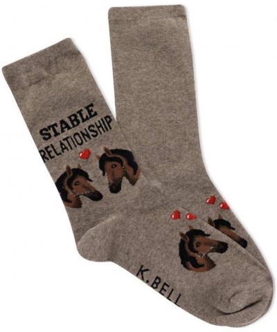 Women's Funny Animal Crew Socks-1 Pairs-Cool & Cute Wordplay Novelty Gifts Stable Relationship (Hemp Heather) $8.96 Socks